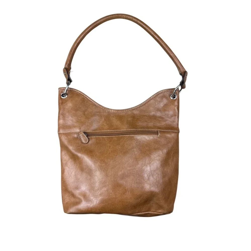 Rosetti Tip Top Brown Sugar Vegan Leather Hobo Shoulder Bag Purse Pockets Boho